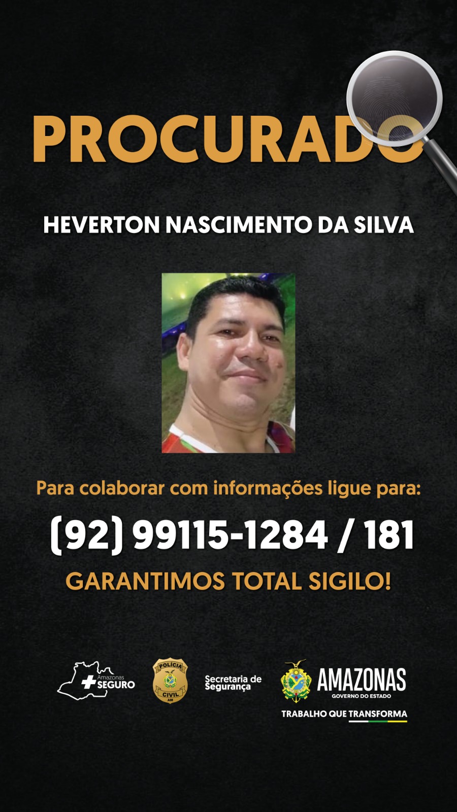 PC-AM divulga imagem de homem procurado por estupro de vulnerável contra criança de 11 anos