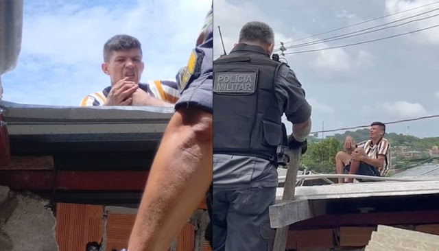 Homem quebra a perna após subir no telhado para fug1r da polícia em Manaus; VÍDEO