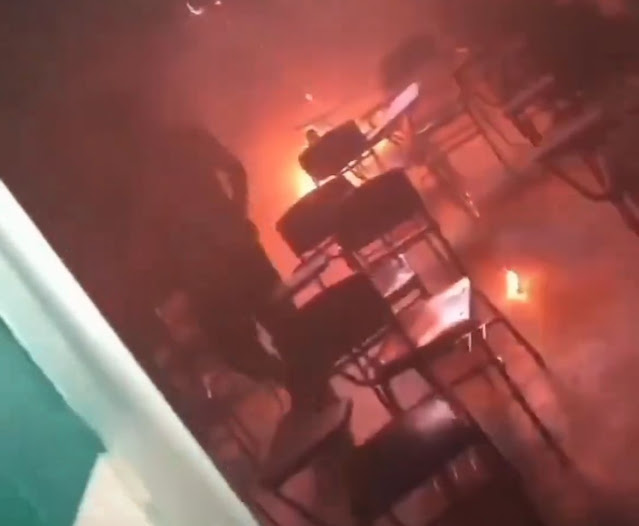 VÍDEO: Incêndio destrói sala da escola Raimundo Almeida na zona Norte