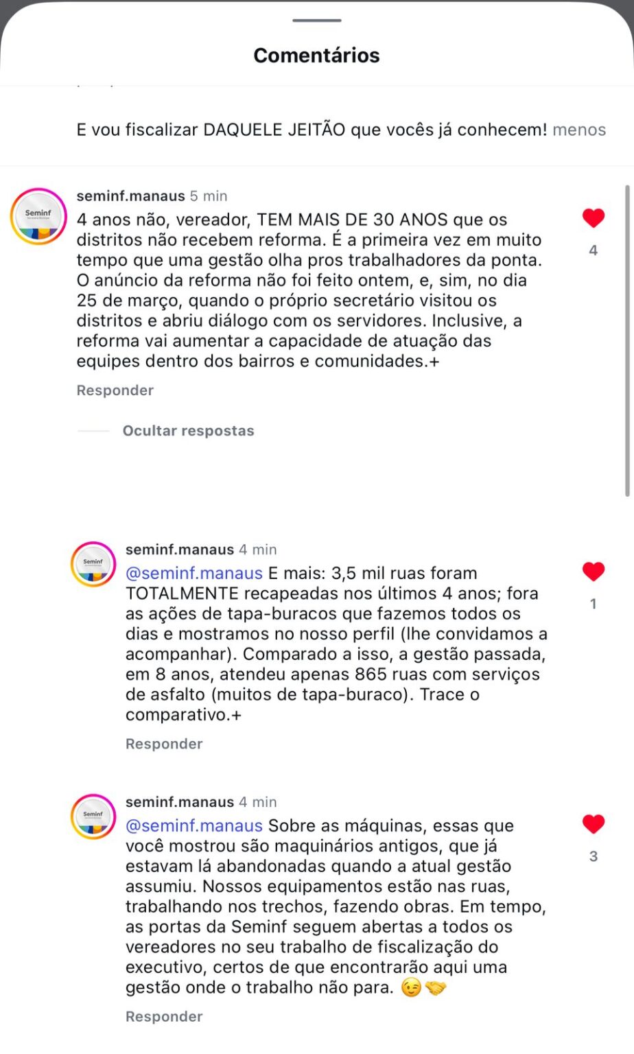 Sargento Salazar tenta criticar gestão nas redes, mas Seminf rebate e expõe avanços históricos na infraestrutura