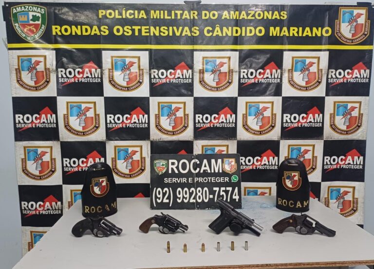 ROCAM encontra quatro armas de fogo após denúncia de confronto entre facções