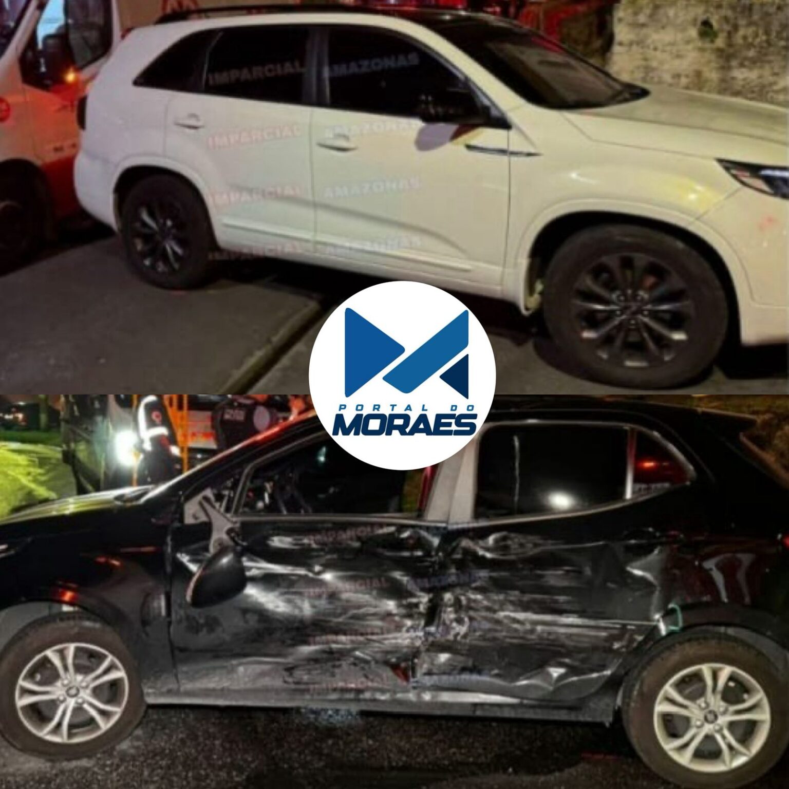 Um grave acidente de trânsito aconteceu na noite desta sexta-feira (22) no cruzamento da Rua Adalto Uchoa, no bairro Parque 10 de Novembro, envolvendo dois veículos e deixando pessoas feridas.