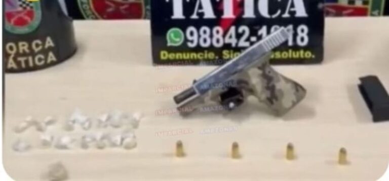 Força Tática prende passageiro de mototáxi com arma de fogo e drogas em Manaus