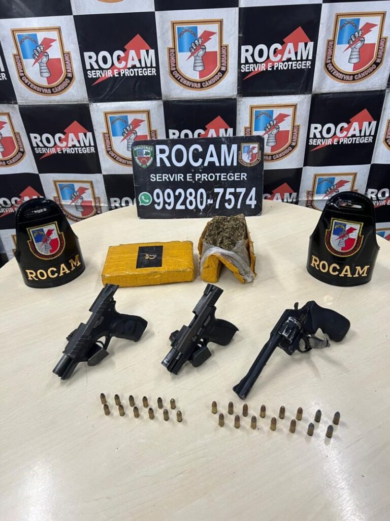 Fuga no Tarumã termina com apreensão de armas e drogas pela ROCAM