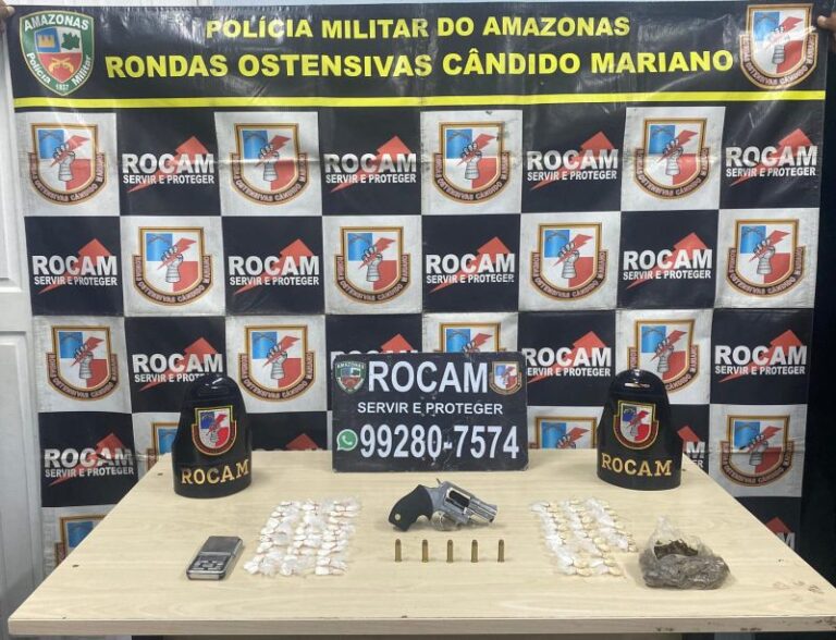 Polícia Militar prende homem por porte ilegal de arma e tráfico de drogas na zona Norte de Manaus