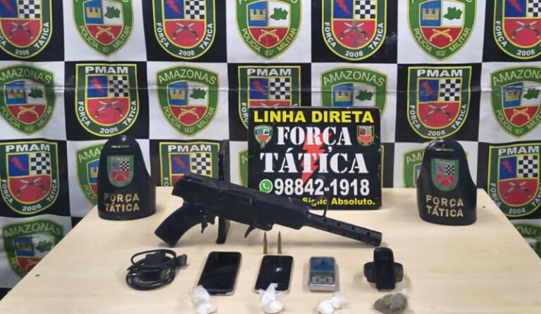 Homem é preso por tráfico na Zona Norte de Manaus com fuzil caseiro e drogas