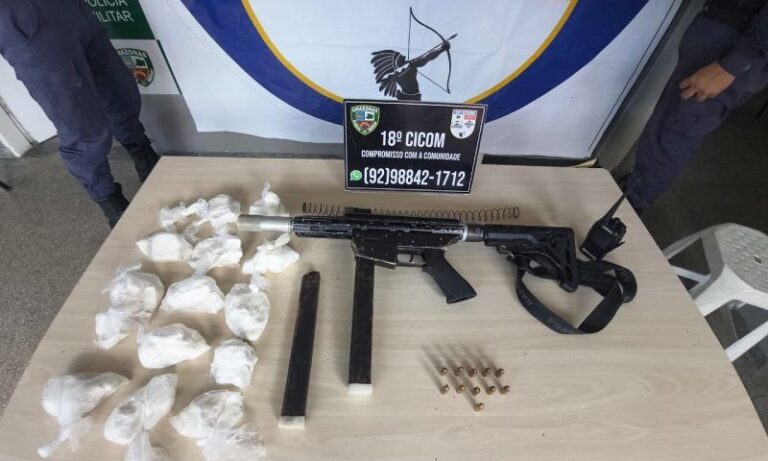 Adolescente é apreendido com submetralhadora e 2 kg de drogas na Zona Norte de Manaus